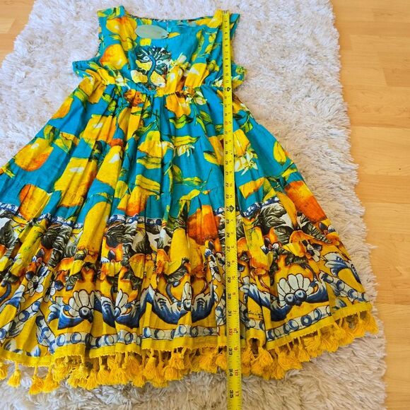 ANTICA SANTORIA Floral Yellow and Blue Sundress One Size Summer Dress - Picture 5 of 9